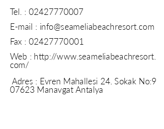 Seamelia Beach Resort Hotel & Spa iletiim bilgileri
